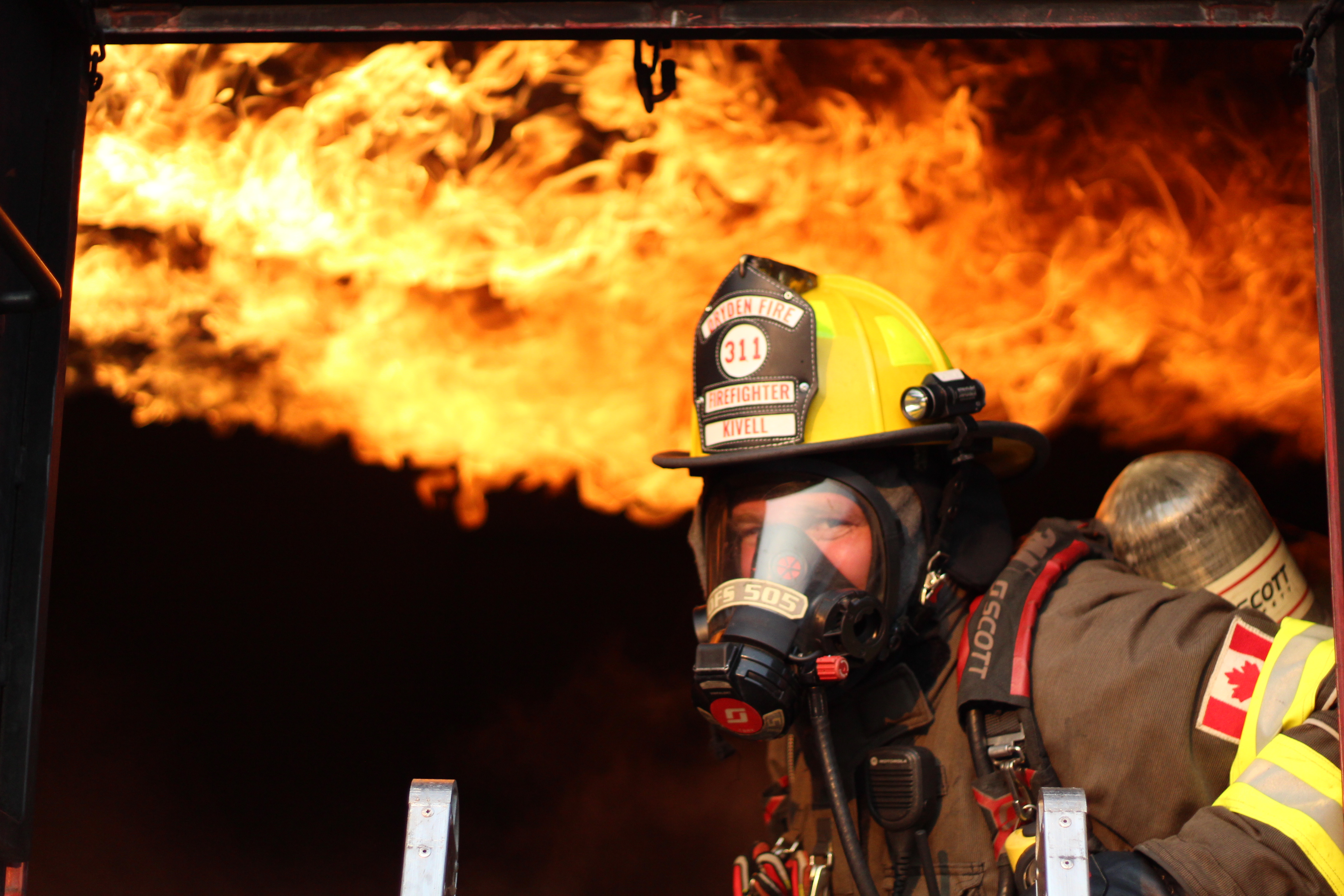 Firefighter participating in Live Fire Training