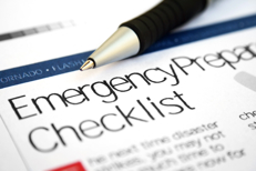 Image of a pen on an emergency checklist document